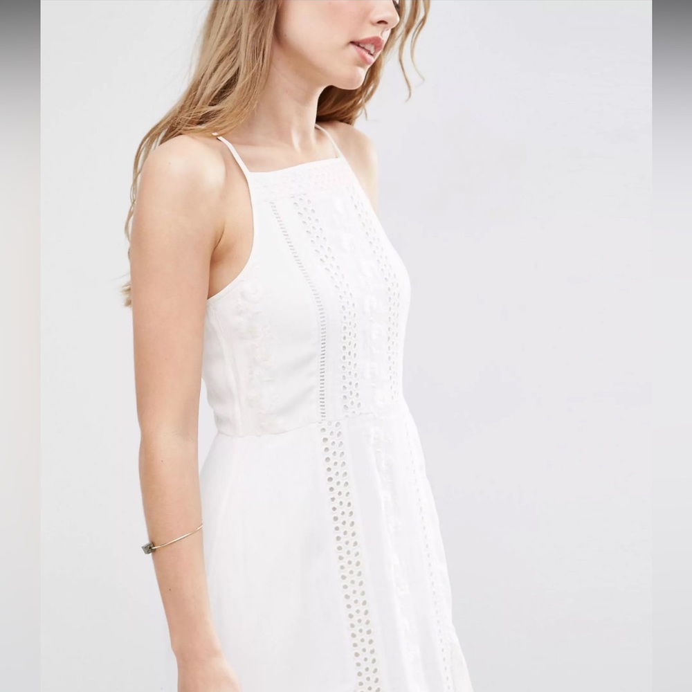 ASOS - Ivory - Premium Embroidered Dress with Lace Inserts. Size 8.
